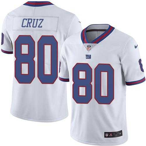 Nike New York Giants #80 Victor Cruz White Men's Stitched NFL Limited Rush Jersey