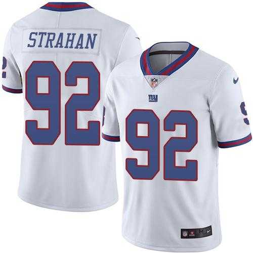 Nike New York Giants #92 Michael Strahan White Men's Stitched NFL Limited Rush Jersey