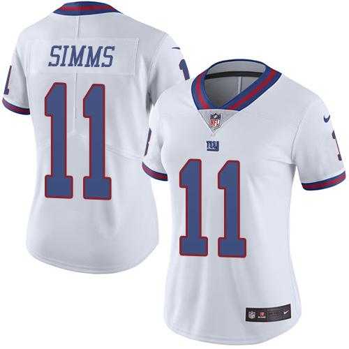 Women's Nike New York Giants #11 Phil Simms White Stitched NFL Limited Rush Jersey