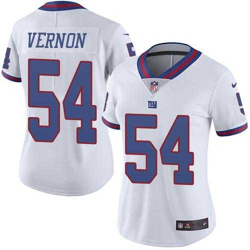 Women's Nike New York Giants #54 Olivier Vernon White Stitched NFL Limited Rush Jersey