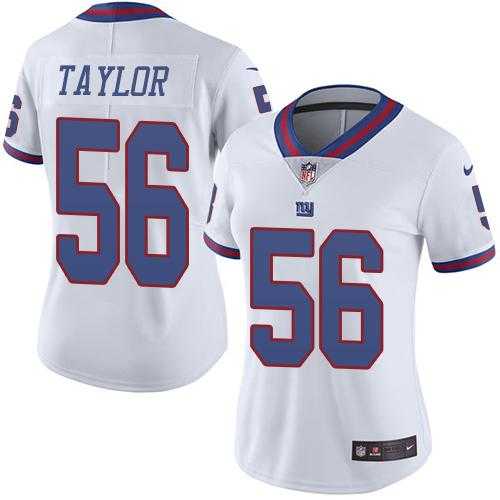 Women's Nike New York Giants #56 Lawrence Taylor White Stitched NFL Limited Rush Jersey