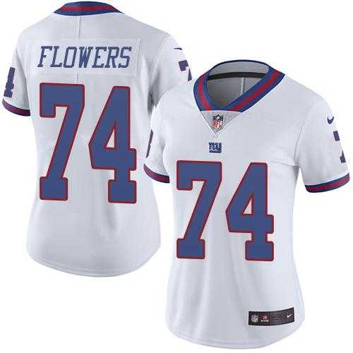 Women's Nike New York Giants #74 Ereck Flowers White Stitched NFL Limited Rush Jersey Women's Nike New York Giants #74 Ereck Flowers White Stitched NFL Limited Rush Jersey