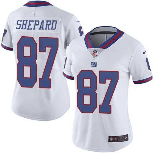 Women's Nike New York Giants #87 Sterling Shepard White Stitched NFL Limited Rush Jersey
