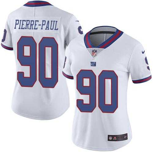 Women's Nike New York Giants #90 Jason Pierre-Paul White Stitched NFL Limited Rush Jersey