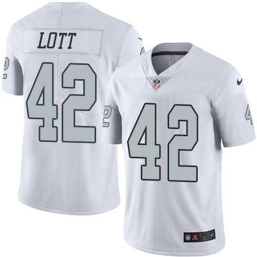 Nike Oakland Raiders #42 Ronnie Lott White Men's Stitched NFL Limited Rush Jersey