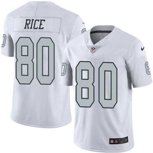 Nike Oakland Raiders #80 Jerry Rice White Men's Stitched NFL Limited Rush Jersey