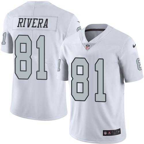 Nike Oakland Raiders #81 Mychal Rivera White Men's Stitched NFL Limited Rush Jersey
