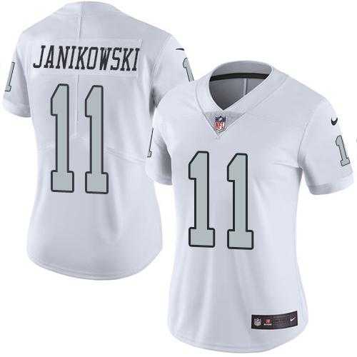 Women's Nike Oakland Raiders #11 Sebastian Janikowski White Stitched NFL Limited Rush Jersey