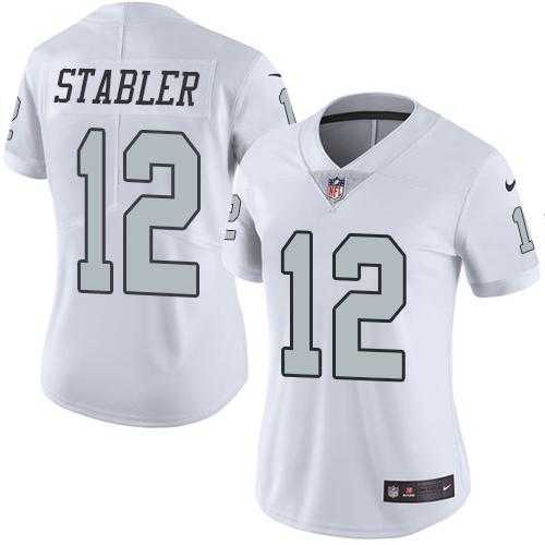 Women's Nike Oakland Raiders #12 Kenny Stabler White Stitched NFL Limited Rush Jersey