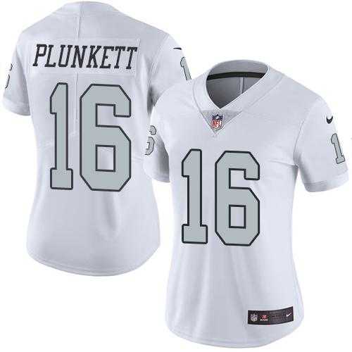 Women's Nike Oakland Raiders #16 Jim Plunkett White Stitched NFL Limited Rush Jersey