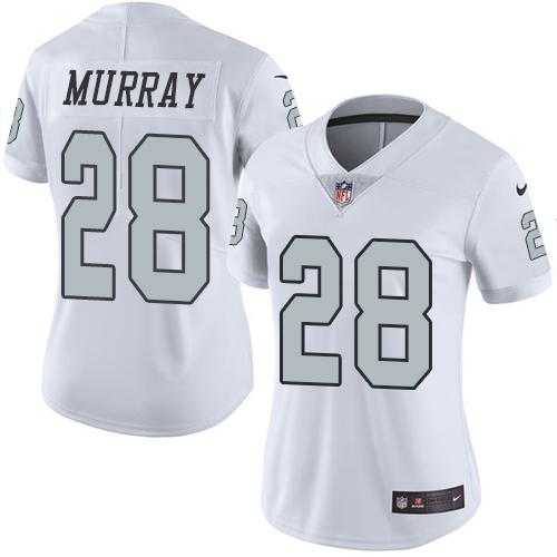 Women's Nike Oakland Raiders #28 Latavius Murray White Stitched NFL Limited Rush Jersey