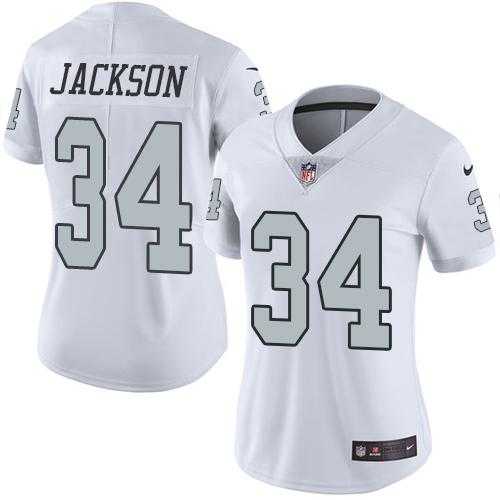 Women's Nike Oakland Raiders #34 Bo Jackson White Stitched NFL Limited Rush Jersey