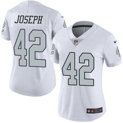 Women's Nike Oakland Raiders #42 Karl Joseph White Stitched NFL Limited Rush Jersey