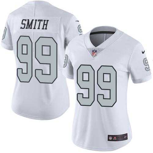 Women's Nike Oakland Raiders #99 Aldon Smith White Stitched NFL Limited Rush Jersey Women's Nike Oakland Raiders #99 Aldon Smith White Stitched NFL Limited Rush Jersey