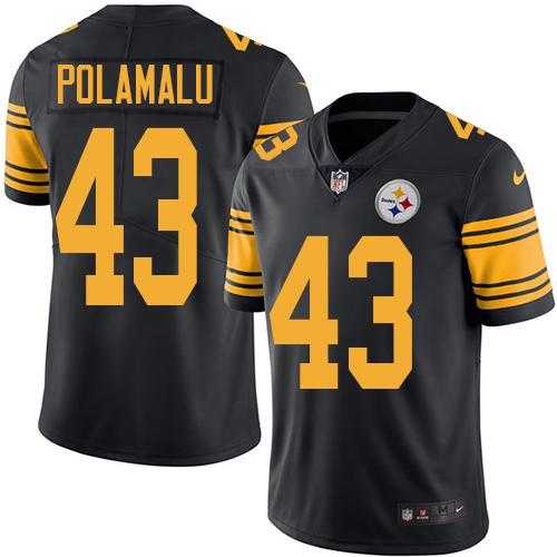 Youth Nike Pittsburgh Steelers #43 Troy Polamalu Black Stitched NFL Limited Rush Jersey