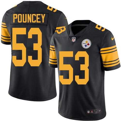 Youth Nike Pittsburgh Steelers #53 Maurkice Pouncey Black Stitched NFL Limited Rush Jersey