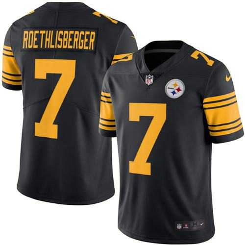 Youth Nike Pittsburgh Steelers #7 Ben Roethlisberger Black Stitched NFL Limited Rush Jersey