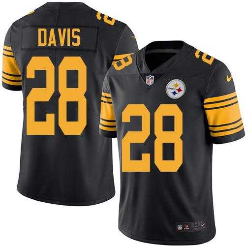 Nike Pittsburgh Steelers #28 Sean Davis Black Men's Stitched NFL Limited Rush Jersey