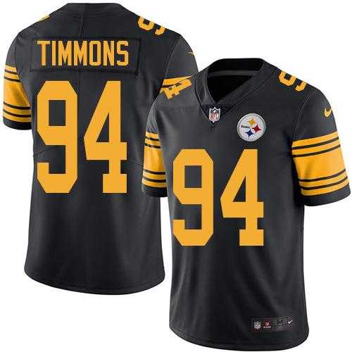 Nike Pittsburgh Steelers #94 Lawrence Timmons Black Men's Stitched NFL Limited Rush Jersey