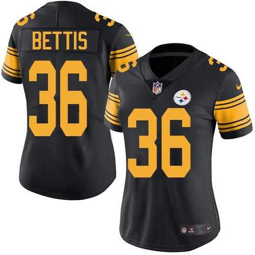 Women's Nike Pittsburgh Steelers #36 Jerome Bettis Black Stitched NFL Limited Rush Jersey