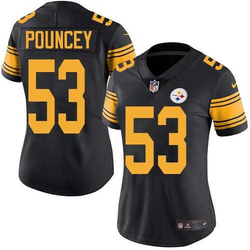 Women's Nike Pittsburgh Steelers #53 Maurkice Pouncey Black Stitched NFL Limited Rush Jersey