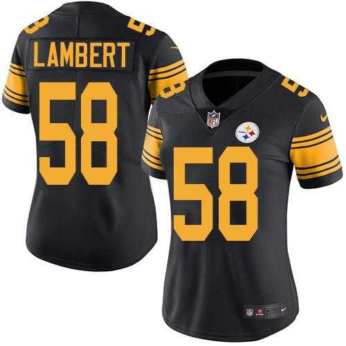 Women's Nike Pittsburgh Steelers #58 Jack Lambert Black Stitched NFL Limited Rush Jersey