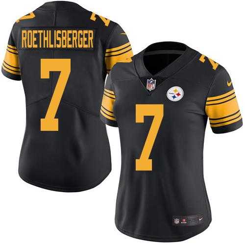 Women's Nike Pittsburgh Steelers #7 Ben Roethlisberger Black Stitched NFL Limited Rush Jersey
