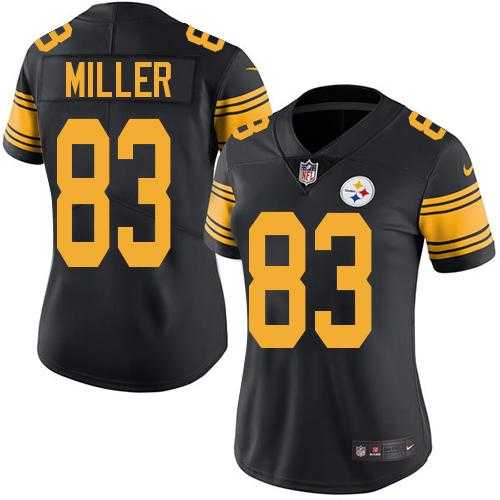 Women's Nike Pittsburgh Steelers #83 Heath Miller Black Stitched NFL Limited Rush Jersey