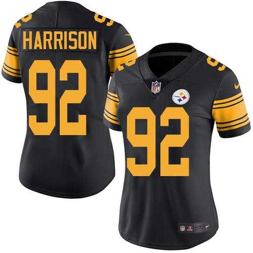 Women's Nike Pittsburgh Steelers #92 James Harrison Black Stitched NFL Limited Rush Jersey
