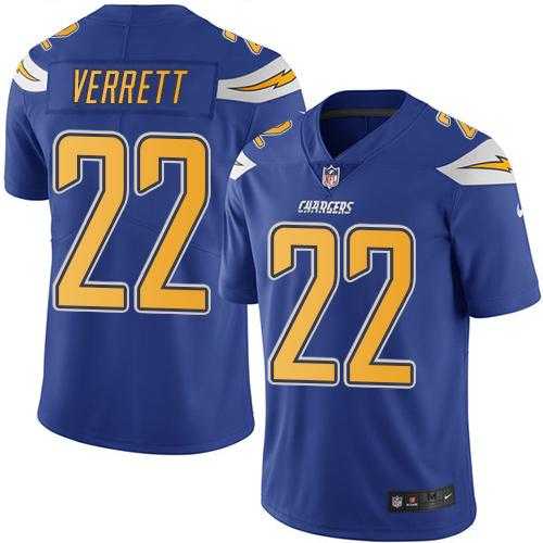 Nike San Diego Chargers #22 Jason Verrett Electric Blue Men's Stitched NFL Limited Rush Jersey