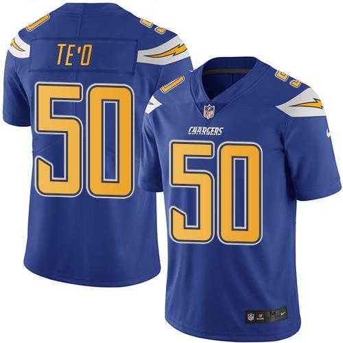 Nike San Diego Chargers #50 Manti Te'o Electric Blue Men's Stitched NFL Limited Rush Jersey