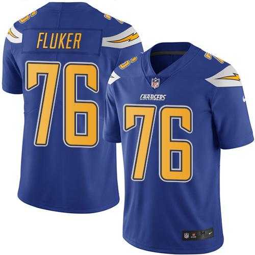 Nike San Diego Chargers #76 D.J. Fluker Electric Blue Men's Stitched NFL Limited Rush Jersey