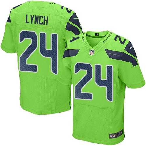 Nike Seattle Seahawks #24 Marshawn Lynch Green Men's Stitched NFL Elite Rush Jersey