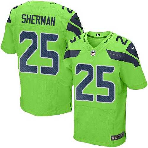 Nike Seattle Seahawks #25 Richard Sherman Green Men's Stitched NFL Elite Rush Jersey