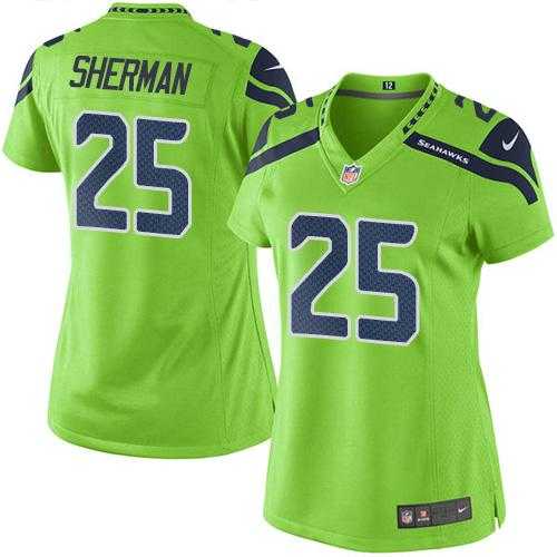 Women's Nike Seattle Seahawks #25 Richard Sherman Green Stitched NFL Limited Rush Jersey