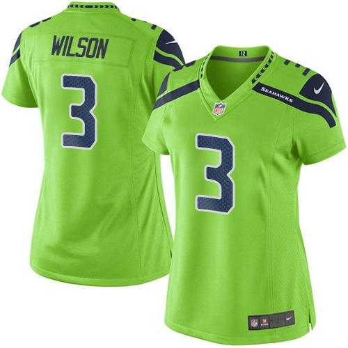 Women's Nike Seattle Seahawks #3 Russell Wilson Green Stitched NFL Limited Rush Jersey