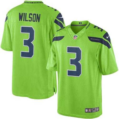 Youth Nike Seattle Seahawks #3 Russell Wilson Green Stitched NFL Limited Rush Jersey