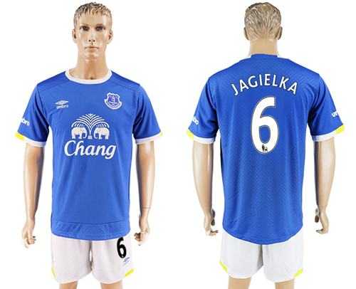 Everton #6 Jagielka Home Soccer Club Jersey