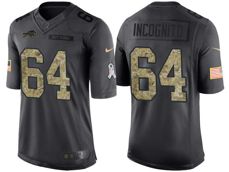 Nike Buffalo Bills #64 Richie Incognito Men's Stitched Black NFL Salute to Service Limited Jerseys