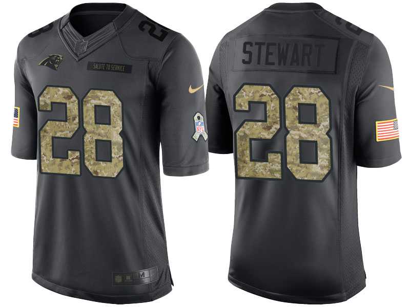Nike Carolina Panthers #28 Jonathan Stewart Men's Stitched Black NFL Salute to Service Limited Jerseys