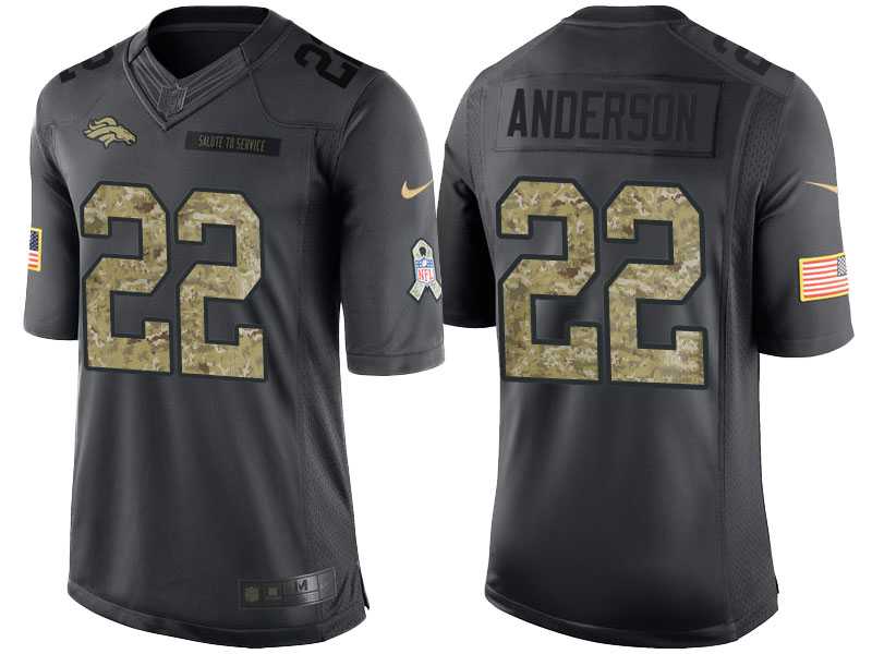 Nike Denver Broncos #22 C.J. Anderson Men's Stitched Black NFL Salute to Service Limited Jerseys