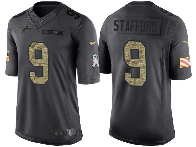 Nike Detroit Lions #9 Matthew Stafford Men's Stitched Black NFL Salute to Service Limited Jerseys