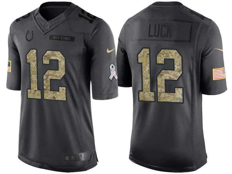 Nike Indianapolis Colts #12 Andrew Luck Men's Stitched Black NFL Salute to Service Limited Jerseys