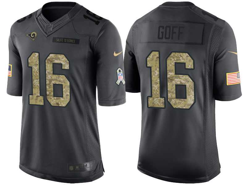 Nike Los Angeles Rams #16 Jared Goff Men's Stitched Black NFL Salute to Service Limited Jerseys
