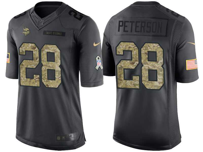 Nike Minnesota Vikings #28 Adrian Peterson Men's Stitched Black NFL Salute to Service Limited Jerseys