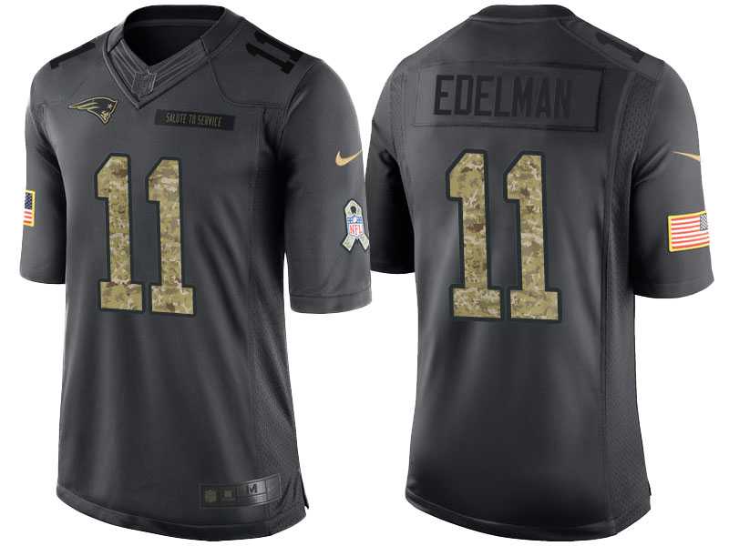 Nike New England Patriots #11 Julian Edelman Men's Stitched Black NFL Salute to Service Limited Jerseys