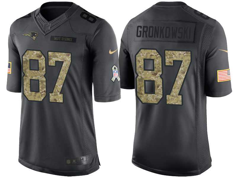 Nike New England Patriots #87 Rob Gronkowski Men's Stitched Black NFL Salute to Service Limited Jerseys