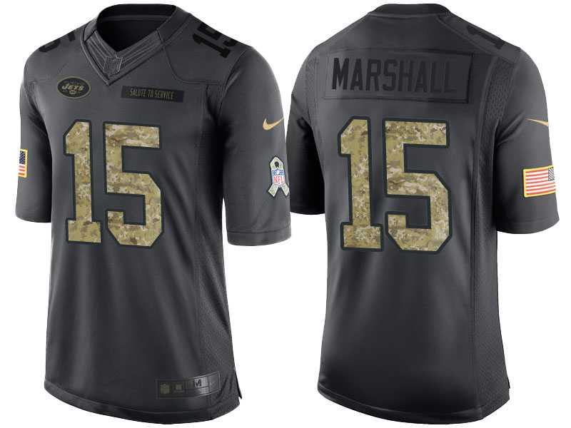 Nike New York Jets #15 Brandon Marshall Men's Stitched Black NFL Salute to Service Limited Jerseys
