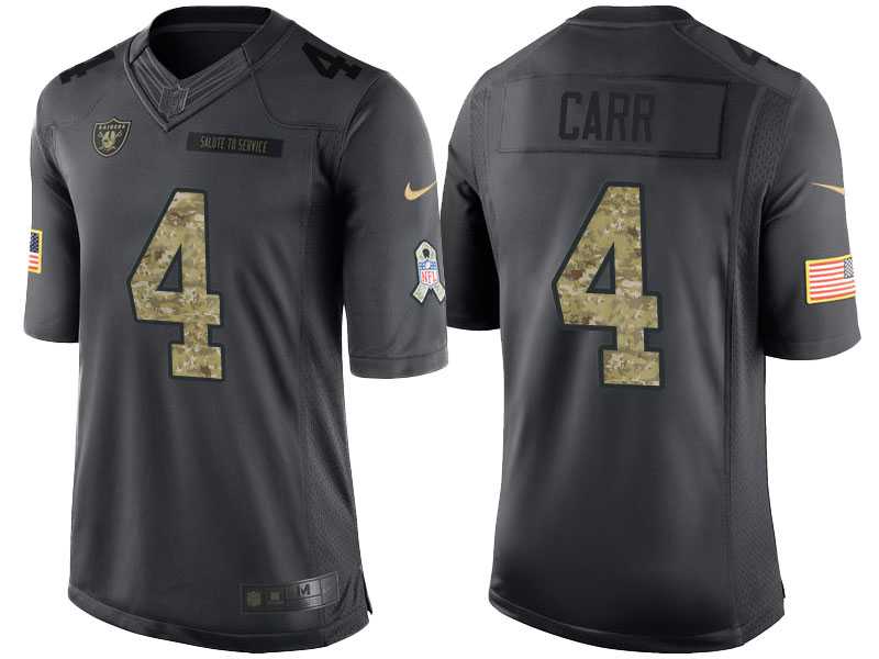 Nike Oakland Raiders #4 Derek Carr Men's Stitched Black NFL Salute to Service Limited Jerseys