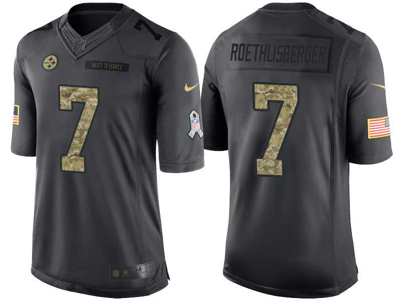 Nike Pittsburgh Steelers #7 Ben Roethlisberger Men's Stitched Black NFL Salute to Service Limited Jerseys